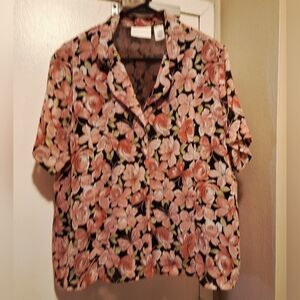 Alfred Dunner Ladies Rose Print Blouse Size 18